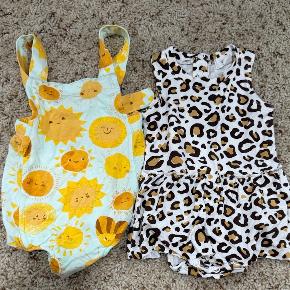 Angel Dear Sun & Leopard Print Baby One-Piece Rompers - bundle